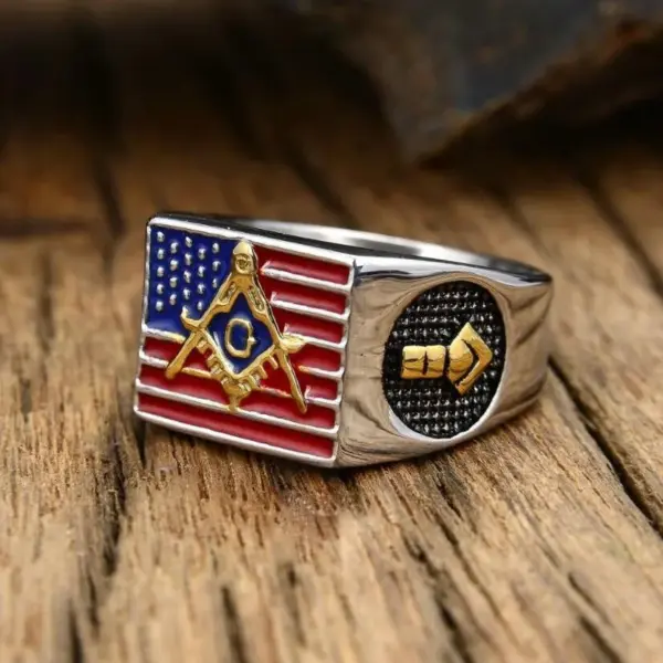 Wholesale Haiyi Alloy Ring American Flag Design Men's Glue Drip Ring Simple Style Jewelry Accessory Electroplated Craft