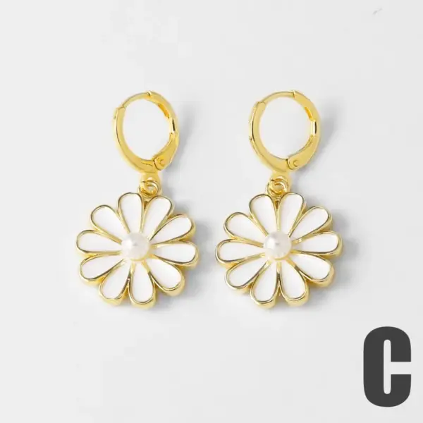 Wholesale 18K Gold Plated Copper Jewelry Oil Drop Rose Flower Zircon Pendant Earrings Ery72