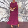 Wholesale fashion chiffon mesh batwing sleeve round neck long dress