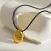 Wholesale Vacuum Electroplating (In Furnace) Plated 18K Real Gold Oval Water Drop Heart Shape 304 Stainless Steel Cute Vintage Novelty Design Electroplating No Buckle Closure Adjustable Necklace