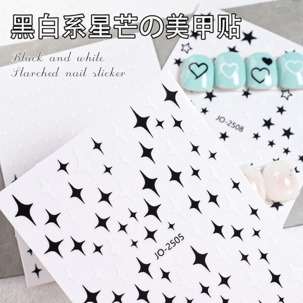 oly-e66e35c3058ab5843c374f6d9849d478 Wholesale Internet Celebrous Nail Art Sticker Black and White Simple Bow Star Thin Ligament Back Glue Star Mans Nail Art Nail Sticker