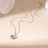Wholesale Waterproof Non Tarnish Cross Necklace For Women In Electroplated Copper With Stone-Free Inlay And O-Link Chain