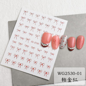 Platinum red bow ribbon (wg2530-01)
