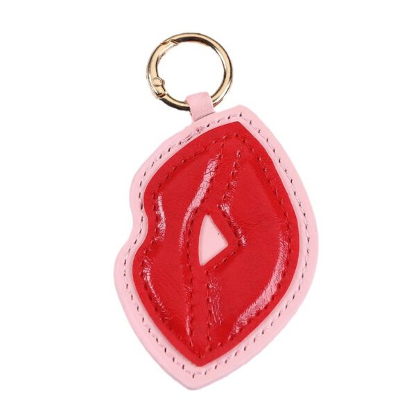 Wholesale Sexy Big Red Lip Leather Love Strawberry Keychain Pendant Bag Hanging Valentine's Day Gift