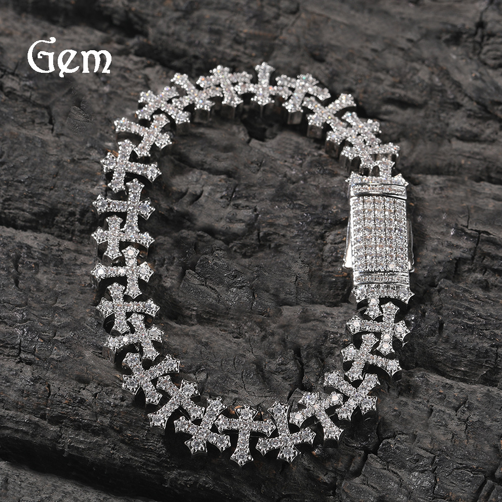 Wholesale Copper cross bracelet with zircon stones
