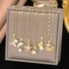Wholesale Starfish Inlay Pendant Necklace For Women In Copper With 18K Real Gold Plated And Artificial Rhinestones, Water Plating On Cable Chain