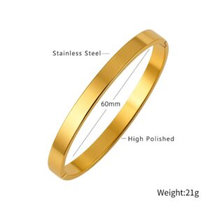 6mm glossy gold bracelet / Inner diameter 5cm x 6cm full-body titanium steel material 18k gold vacuum plating