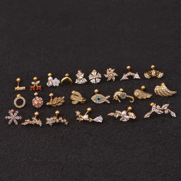 Wholesale 316L Stainless Steel Copper Ear Cartilage Rings & Studs Animal Waterproof Non Tarnish Surgical Steel Women'S