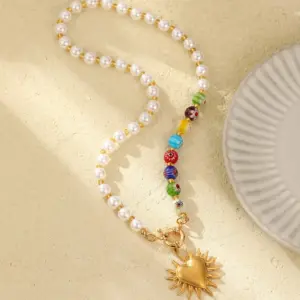 Pearl Heart Sun Necklace