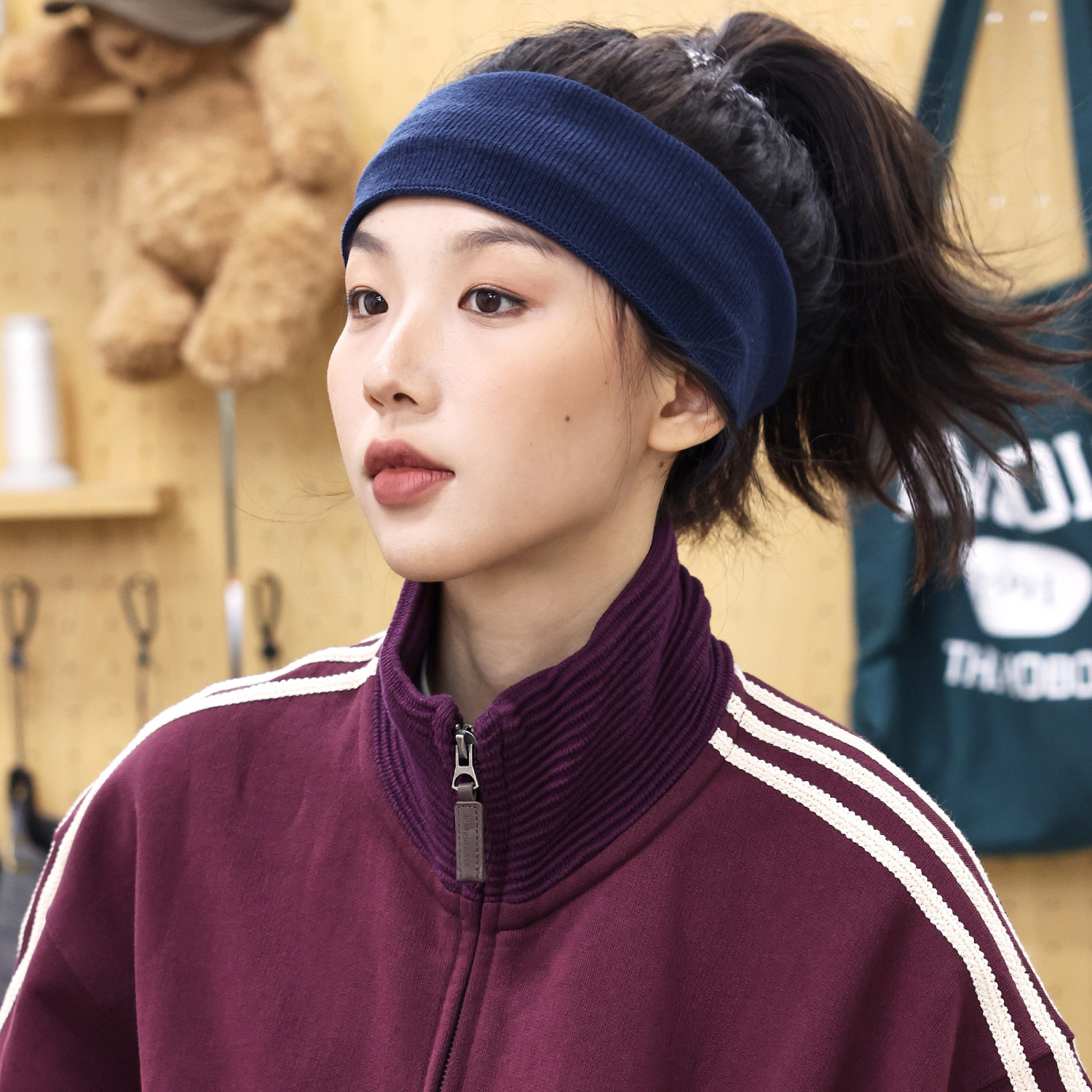 Wholesale Cross-border Amazon European and American knitted wide-brimmed hair band elastic sweat-absorbent sports headscarf headband simple solid colo