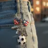 Wholesale Backpack Pendant Oil Drop Mini Football Keychain Pendant American Flag Alloy Handmade Football Enthusiast