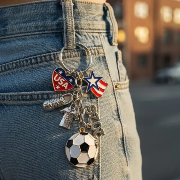 Wholesale Backpack Pendant Oil Drop Mini Football Keychain Pendant American Flag Alloy Handmade Football Enthusiast
