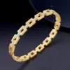 Wholesale Luxurious Square Titanium Steel Bangle For Women In Steel Color With Rhinestones And Electroplated Finish
