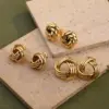 Wholesale Ion Plating (IP) Real Gold Plated 18K Gold Circular Triangle Lines 201 Stainless Steel Casual Elegant Waterproof Non Tarnish Earrings