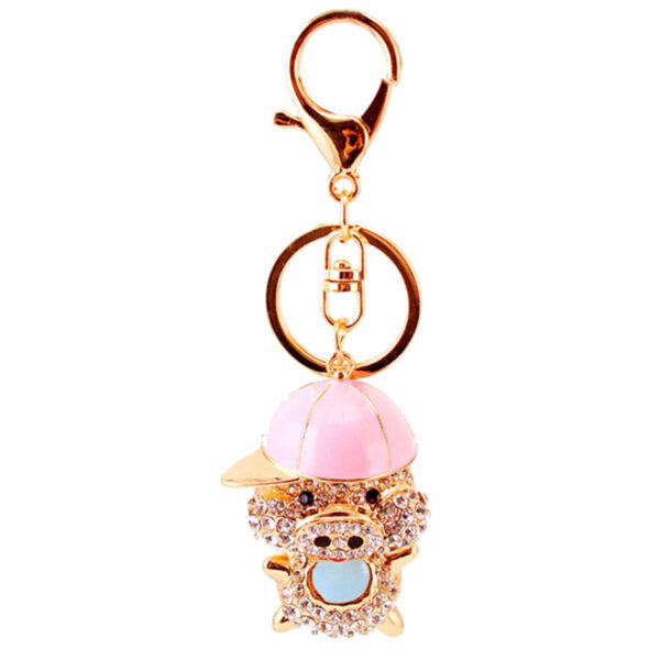 oly-e6ed497d702ea0ba06ab3cd7762a4de1 Wholesale Creative Cute Diamond Baseball Cap Piglet Car Keychain Piglet Animal Key Chain Zodiac Gift