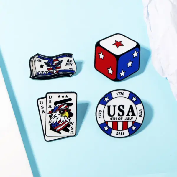 Wholesale Dice Pin Made Of Alloy Featuring Electroplated Craftsmanship, Perfect For Independence Day