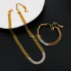 Wholesale Fashion Solid Color Stainless Steel Plating Inlay Zircon Bracelets Necklace 1 Piece