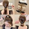 Wholesale leopard hair rope hair ring hisense rhinestone large intestine ring light luxury hair rope hair band women’s hair accessories