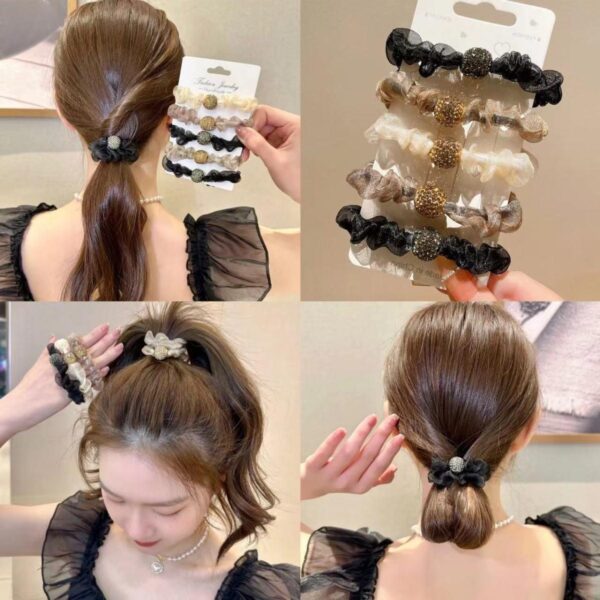 Wholesale leopard hair rope hair ring hisense rhinestone large intestine ring light luxury hair rope hair band women’s hair accessories