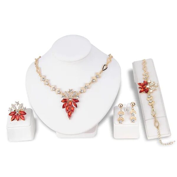 oly-e71feb09afbb50b15cc07506be7dee07 Wholesale Hoop earrings 4 pieces of rhinestone alloy ring 1 necklace earrings bracelet women's simple luxury elegant