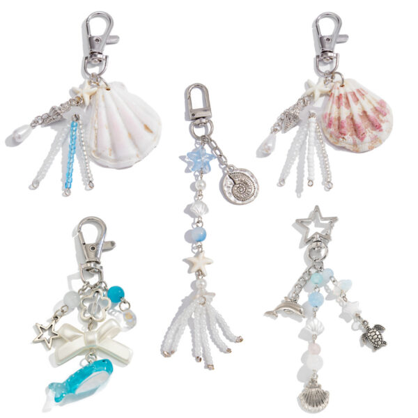 oly-e72e1774ccd236719d51ddaf20ca0691 Wholesale Marine Vacation Dolphin Fan Shell Turtle Keychain Irregular Crystal Pendant Bag Hanging Ornaments
