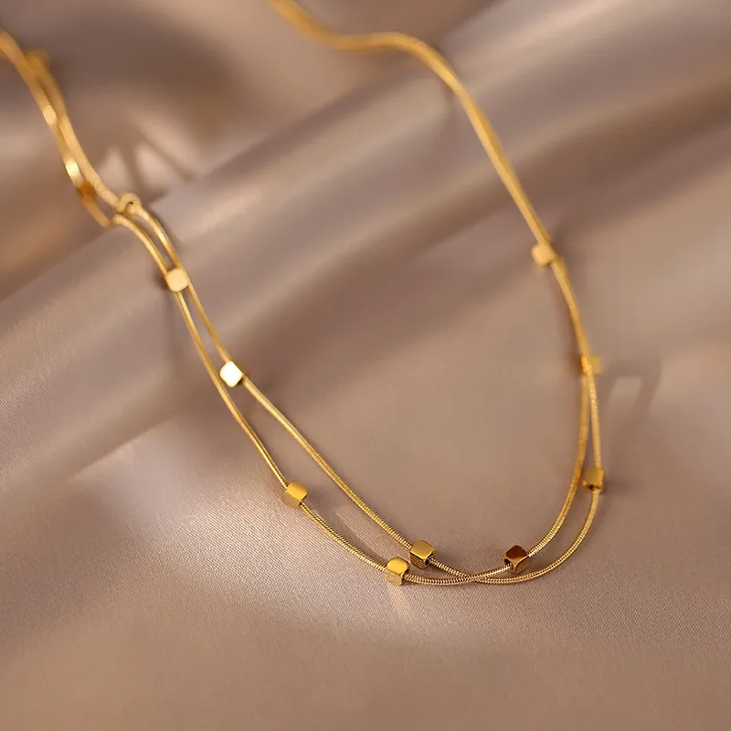 Wholesale 304 Stainless Steel Flower PVD Coated 18K Real Gold Plated Vintage Style Waterproof Non Tarnish Plating Inlay Box Chain Lobster Trigger Clas