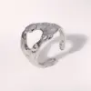 Wholesale PVD Coated Real Gold Plated 18K Gold Irregular 304 Stainless Steel Classic Style Cool Style IG Style Waterproof Non Tarnish Open Rings
