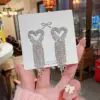 Wholesale 1 Pair Glam Heart Shape Copper Inlay Zircon Drop Earrings