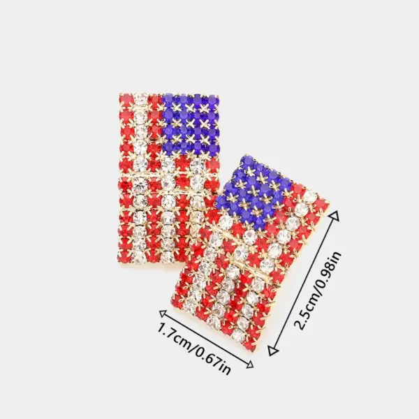 Wholesale National Flag Earrings With Claw Setting, Silver Plated Copper Material Featuring Rhinestones And 0.03µm Water Plating Thickness