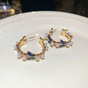 Silver Needle-Gold/1.3*1.1cm-Blue