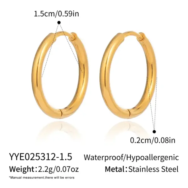 Wholesale 304 Stainless Steel Circle Round PVD Coated 18K Real Gold Plated 18K Gold Lady Sexy Rock Waterproof Non Tarnish Polishing Plating Gold Silver Earrings