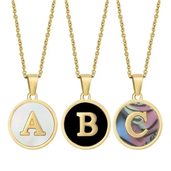 Wholesale Fashion Round Letter Stainless Steel Plating Necklace