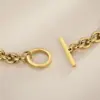 Wholesale 304 Stainless Steel Geometric PVD Coated 18K Real Gold Plated Fashion Waterproof Non Tarnish Plating O-shaped Chain Gold Bracelets Necklace