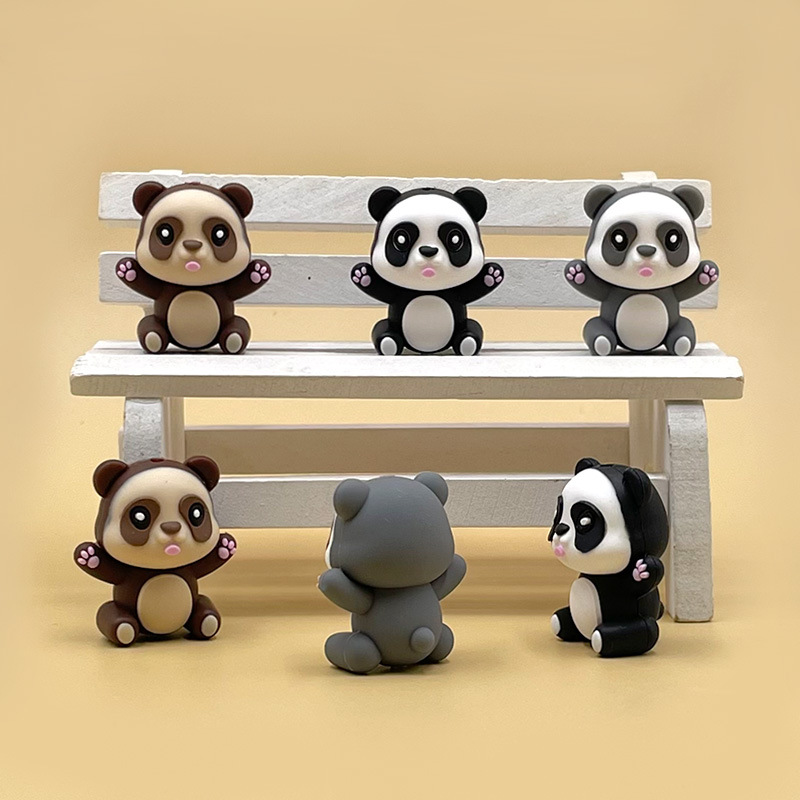 Wholesale Factory in stock new 3D three-dimensional drop silicone panda beads food grade loose beads string pen beads jewelry beads