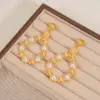 Wholesale Imitation Gold Plated 304 Stainless Steel Water Plated Artificial Gemstone Water Drop Hollow Vacuum Electroplated Waterproof Non-Fading Earrings For Women