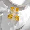 Wholesale 1 Pair Basic Simple Style Square Inlay Copper Zircon Drop Earrings