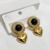 Wholesale Earrings Studs Cat's Eye Stone Heart Cast Earrings Titanium Steel Earrings For Banquet Fashion Show