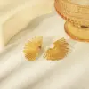 Wholesale 1 Pair Retro Exaggerated Sun Solid Color Plating 304 Stainless Steel 18K Gold Plated Ear Studs