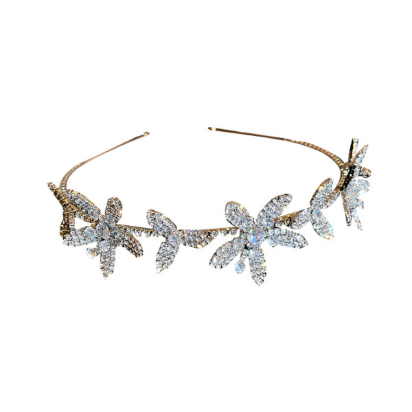 Wholesale Light Luxury Super Flash Full Diamond Flower Headband Exaggerated Elegant Headband Hairpin Fashion High-End Hair Accessories Headwear for Women