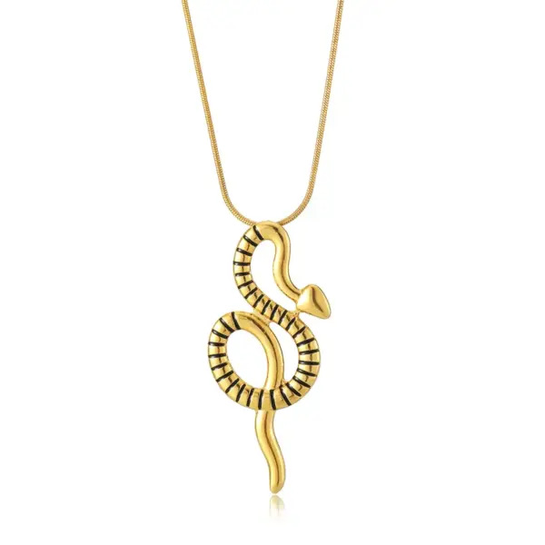 Wholesale Vacuum Plating Real Gold Plated Snake 304 Stainless Steel Elegant Simple Style Waterproof Non Tarnish Pendant Necklace