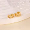 Wholesale Women’s Waterproof Non Tarnish Cross Stud Earrings In Copper With 18K Real Gold PVD Coating And Zircon Inlay