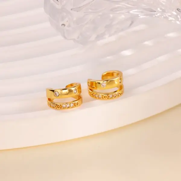 Wholesale Women’s Waterproof Non Tarnish Cross Stud Earrings In Copper With 18K Real Gold PVD Coating And Zircon Inlay