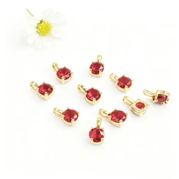 oly-e7c45c08e1c1f213815059e7ee7f599d Wholesale 18K Gold Plated Copper Color Retention Zircon Round Birthstone Pendant DIY Jewelry Geometric Water Plated Imitation Gold