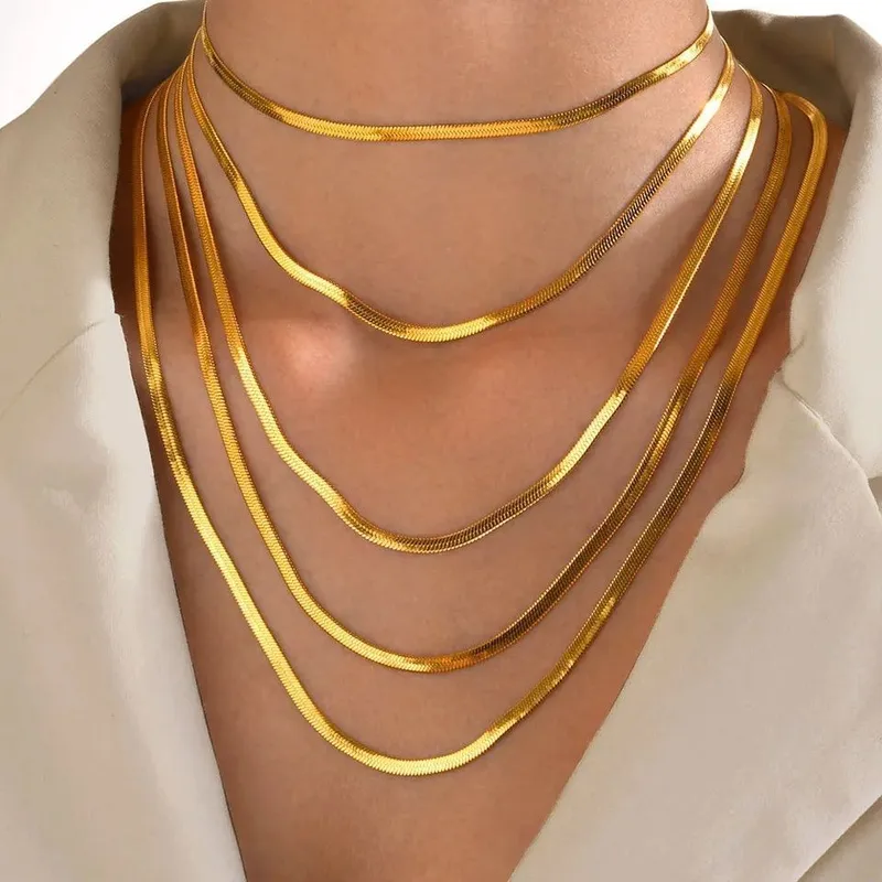 Wholesale Ion Plating (IP) 18K Gold Plated Chain Necklace 304 Stainless Steel IG Style Original Design Basic Waterproof Non Tarnish 304 Stainless Stee