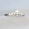 Wholesale Women’s Cross Ring With Claw Setting, Copper Base With White K Water Plating, Featuring Zircon Inlay