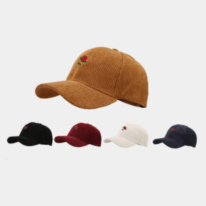 Wholesale Valentine's Day fashion rose embroidered corduroy baseball cap female trendy spring outdoor travel Sun-proof peaked cap