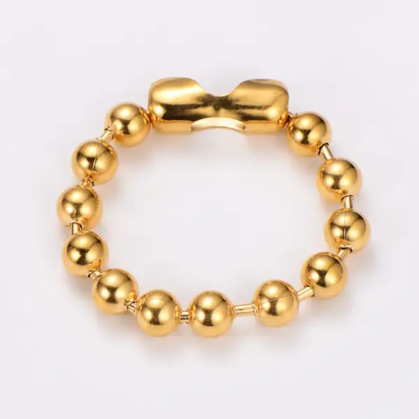 Wholesale AML Trendy Hip-Hop 304 Stainless Steel 10mm Round Bead Chain 18k Gold Plated Bracelet Necklace Set