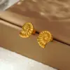 Wholesale Real Gold Plated Conch 304 Stainless Steel Casual Retro Waterproof Non Tarnish Ear Studs