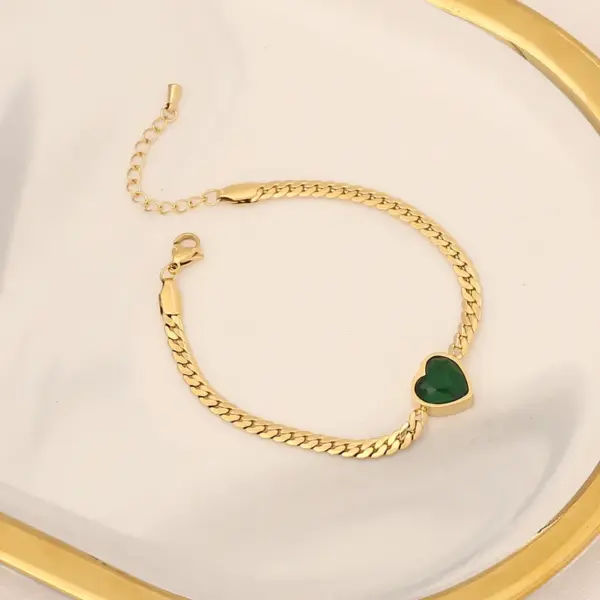 Wholesale Fashion Heart Shape Stainless Steel Inlay Zircon Bracelets Necklace 1 Piece