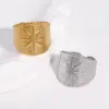 Wholesale 18K Gold Plated 304 Stainless Steel Vacuum Electroplating (In Furnace) Open Ring For Women Wide Version Eight-Pointed Star Waterproof Non-Fading Titanium Steel Jewelry